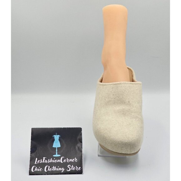 FitFlop Women's Beige  Wool Felt Shuv Clogs Beige Slip-On Mules Size 9 2693 - Picture 15 of 16